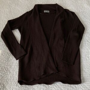 JM Collection Dark Chocolate Open-Front Ribbed Cardigan